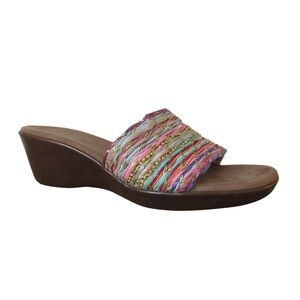 Aerosoles A2 Say Yes Woven Sandals 9.5 Wedge Heel Colorful Boho Festival Classic